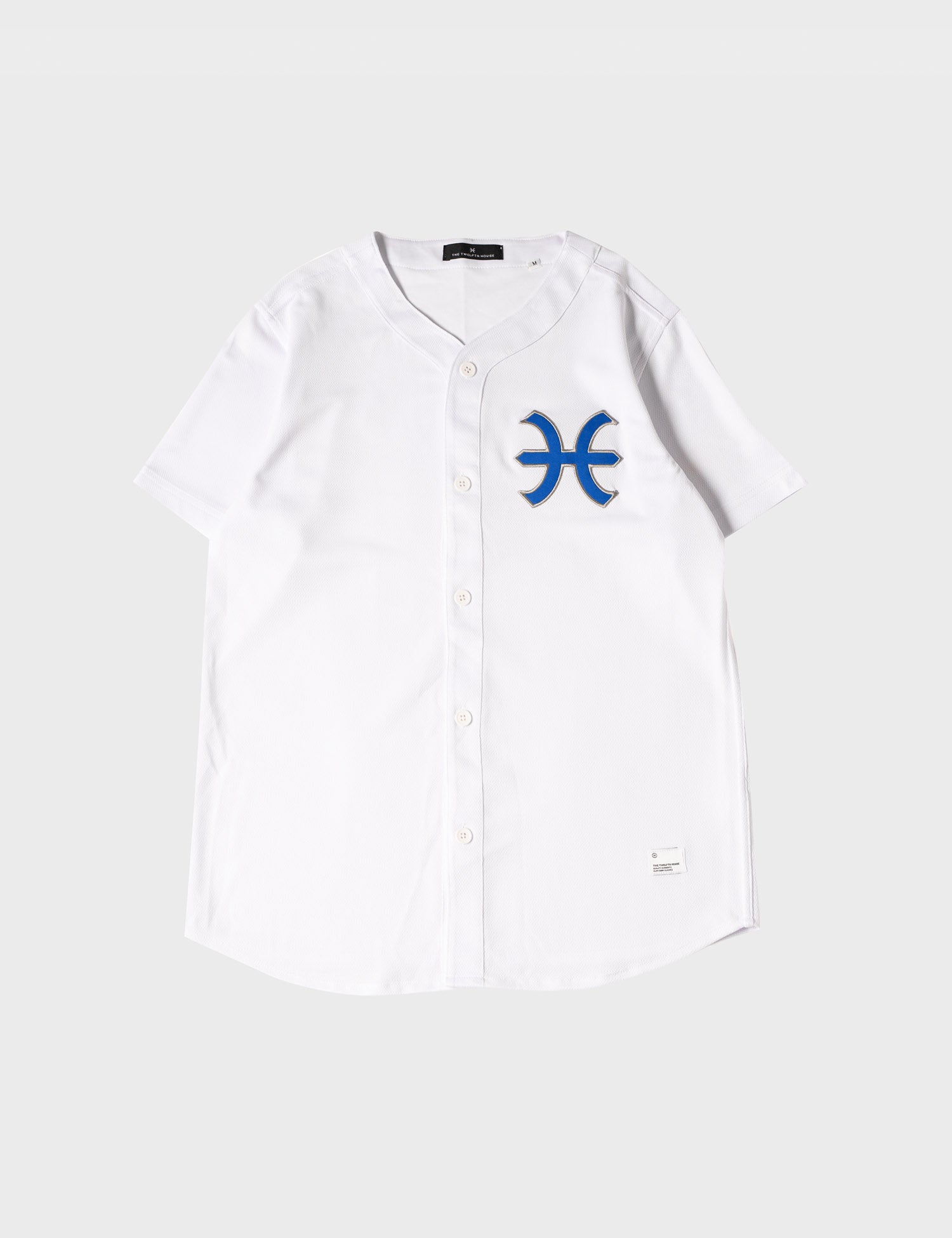 Emblem Baseball Jersey (White/Blue/Silver)